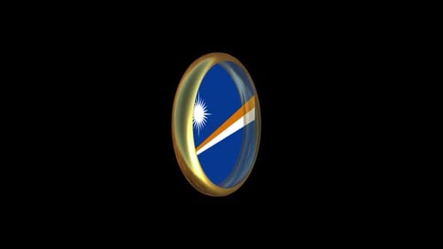 Marshall Islands Flag Gold Badge 3D Rotation Animation