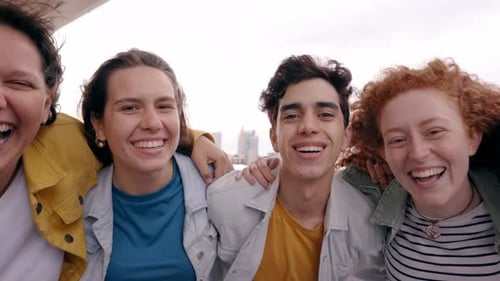 Video of Multiracial Group of Friends Smiling Carefree Outdoors Friendship Concept Leisure Time