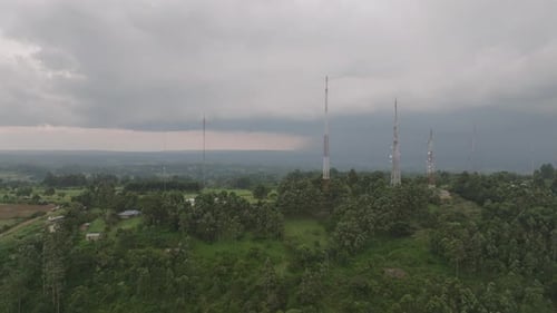 Aerial view of communication towers, Kenya.