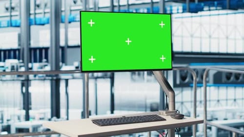Mockup-Monitor zur Anzeige von Automatisierungssoftware in der Industrie 4.0 Smart Factory