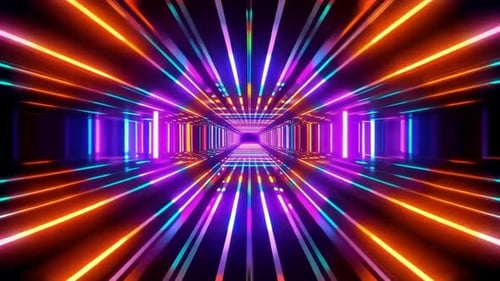 Futuristic Digital Tunnel with Glowing Neon Lines