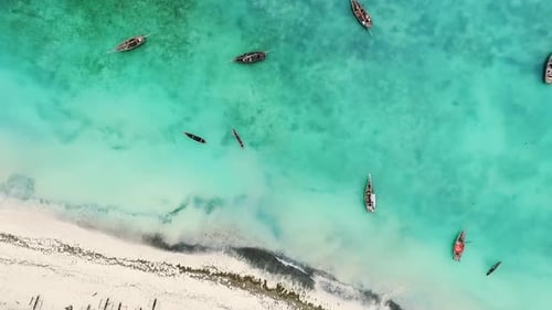 Amazing View Of Coastline With Fishing Wooden Boats