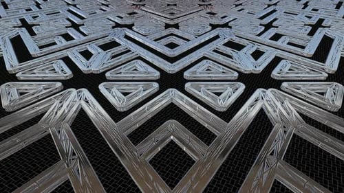 Background with Motion over Chrome Wireframes of Figures, 3D Render, Reflection, Exclusive, Shapes