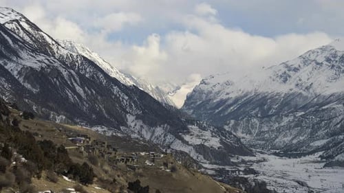 Cloudy Day timelapse of Manang Valley with Annapurna Mountains