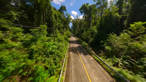 FPV Flight Over Scenic Tropical Road Thailand
