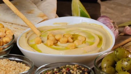 Creamy Hummus with Fresh Mediterranean Ingredients