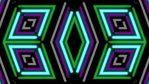 Dynamische geometrische Neonformen pulsieren mit lebendiger Energie und Rhythmus