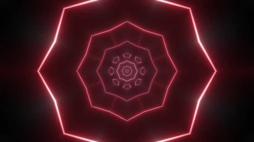 Glowing Red Geometric Tunnel Background Animation