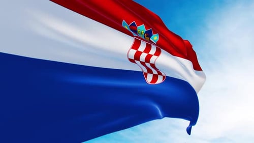 Croatia Flag Waving on Blue Sky