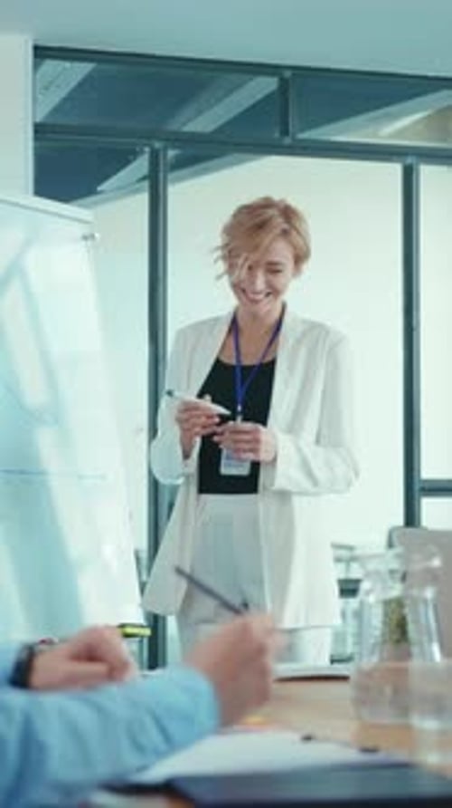 A Business Professional Skillfully Presenting Ideas in a Modern and Contemporary Office Setting