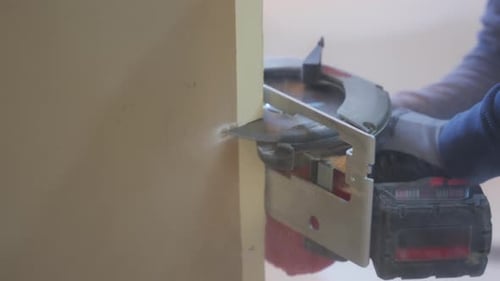 Construction Site Breaking Down Interior Wall Close Up