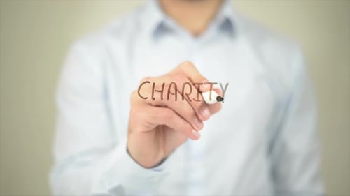 Charity, Writing on Transparent Screen