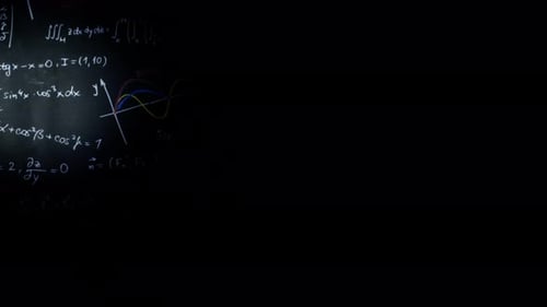 Math Equations on Chalkboard Under Shifting Light