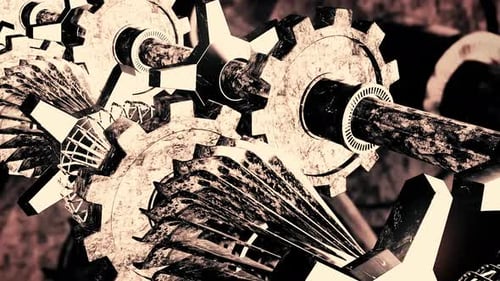 Grunge Industrial Gears Animated Mechanical Background Loop