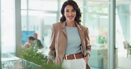 Corporate, confidence and face of business woman in office with formal style