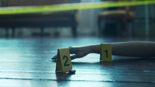 Crime Scene Evidence: Hand, Bullet, and Markers