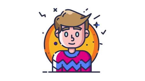 Minimalist Animated Smiling Man Icon Loop