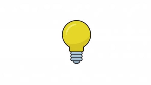 Flat Design Lightbulb Idea Icon Animation