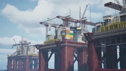 Plataforma industrial masiva que extrae petróleo de las reservas de aguas profundas