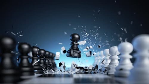Black Chess Pawn Advances In Dynamic Strategy Battle