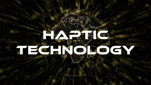 Conceito de texto háptico em fundo de partículas de ficção científica. Animação de partículas de pontos. Vd\_1621