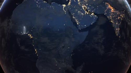 Realistic Earth Orbit and Zoom Glowing Borders Togo