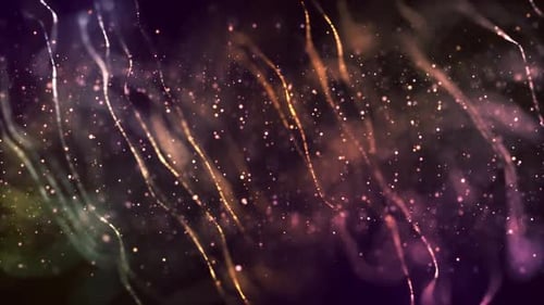 Digital composition featuring a dense field of glowing particles .
