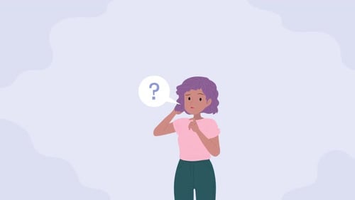 Animated Illustration of Confused Person with Question Mark Bubble