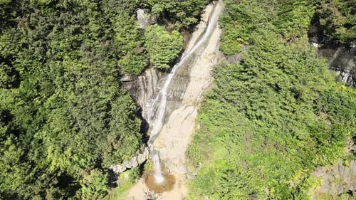 natural waterfall among forest