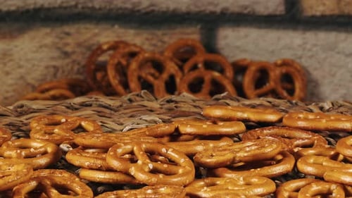Close up of Golden Brown Salted Pretzels