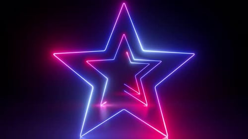 abstract background with red blue geometric neon stars