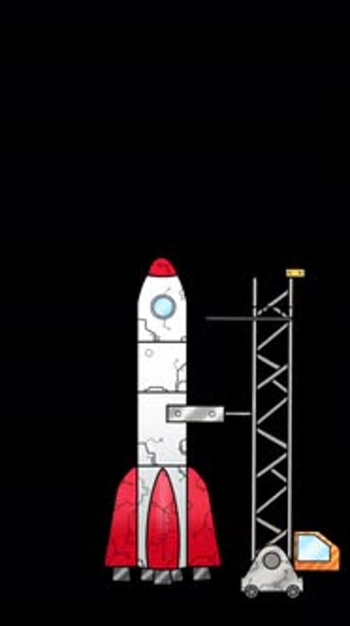 Rocket Flying To Space Vertical On Alpha Channel