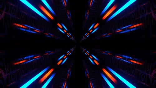 Blauer und orangefarbener extraterrestrischer Neonglühen-Hintergrund für Cyber-Highway, VJ Loop in 4K