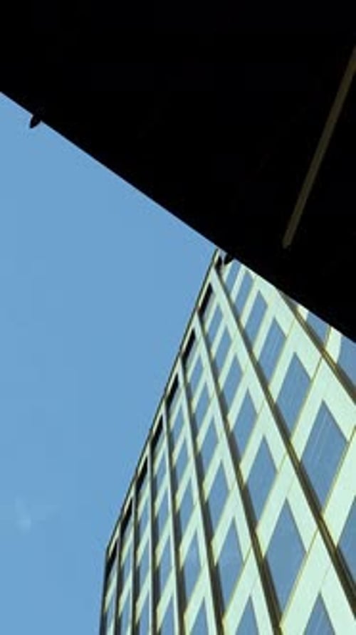 Modern Glass Office Building Architecture Vertical Low Angle View
