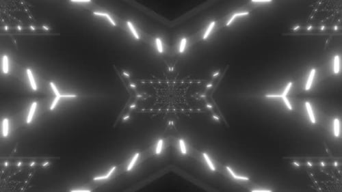 Dynamic glowing tunnel portal with endless geometric light patterns