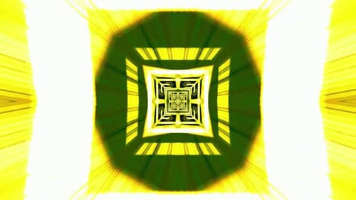 Dynamic Yellow Geometric Light Tunnel Animation