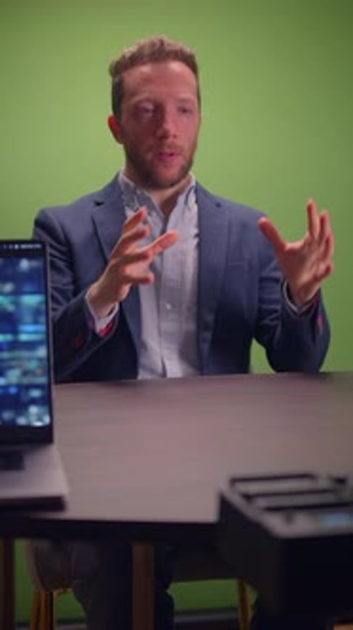 A Professional Speaker Actively Engaging in a Thoughtful and Interactive Discussion