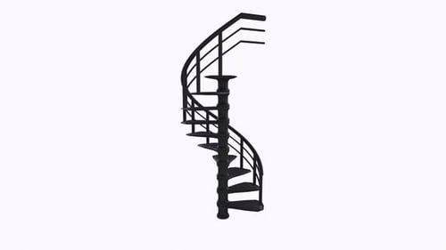 Stairs rotation in loop on white background