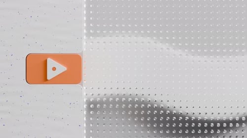 Vibrant Play Button with Abstract Wave Under Glass