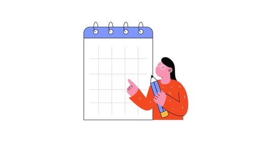 Flat Design Animation of a Person Managing Calendar Tasks