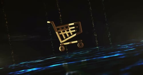 Futuristic 3D Shopping Cart Icon Reveal Animation