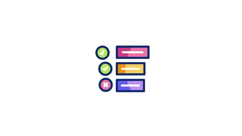 Animated Flat Design Checklist Icon with Progress Marks