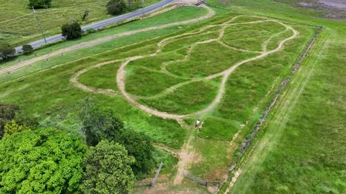 Dirt Bike Farm Riding Track Pan Drone