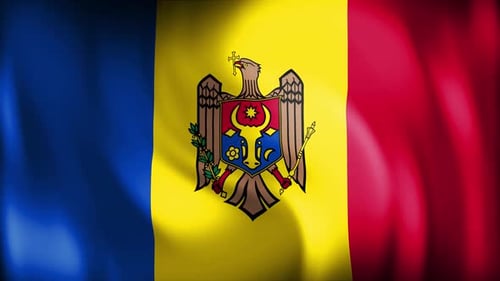 Waving Moldovan Flag Realistic Animation