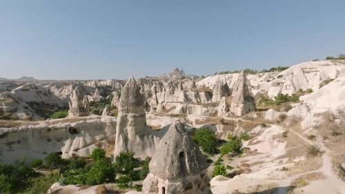 Aerial View of Majestic Cappadocia's Valleys of Göreme, Turkiye
