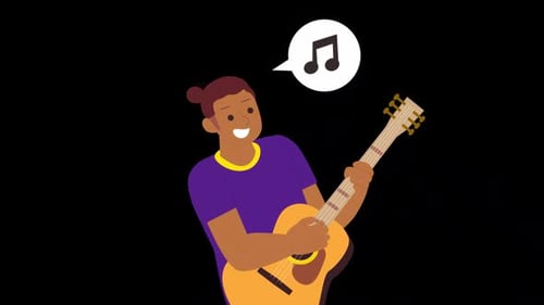 Happy Young Playing Guitar Alpha Channel