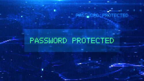 Password Protected Digital Text Animation over Futuristic World Map and HUD Effects