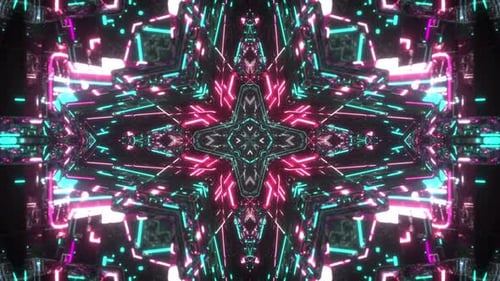 Futuristic Cyber Neon Tunnel Kaleidoscope Loop Background