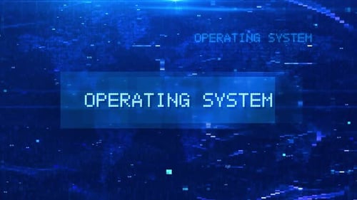 Animation de texte numérique du système d'exploitation sur une carte du monde futuriste et des effets HUD