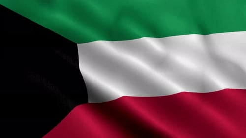 Kuwait National Flag Waving Seamless Loop Animation